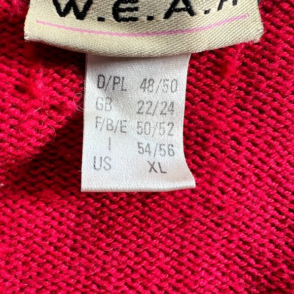 VTG📌Casual W.E.A.R Cotton Blend 2-Way Zipper Fire Red Cardigan with Collar - Picture 14 of 16